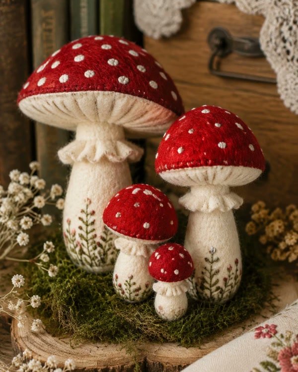 Sweet Felt Mushroom Decor