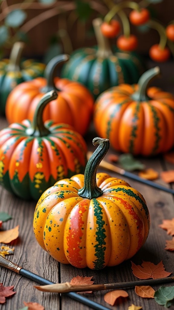 Painted Pumpkins and Gourds