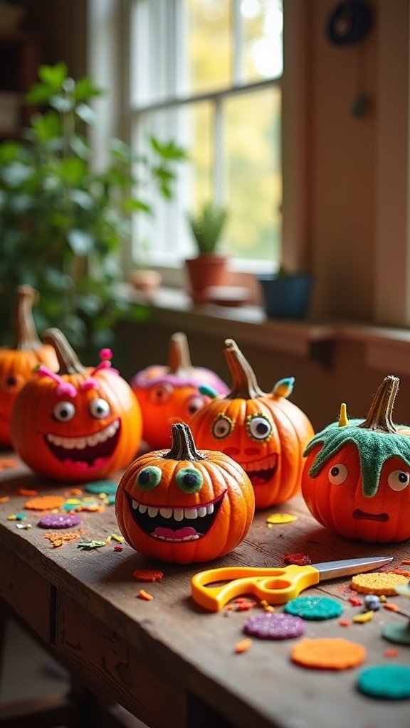 No-Carve Pumpkin Monster Faces