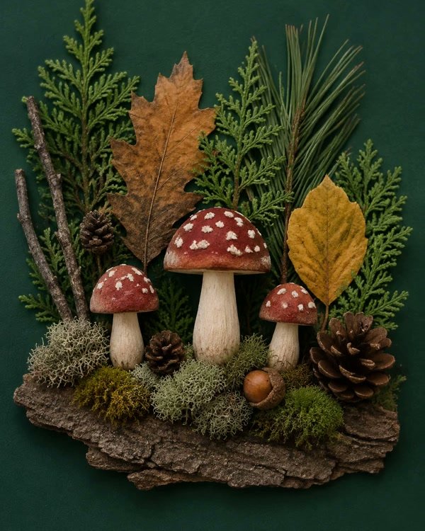 Woodland Mushroom Cluster on Bark