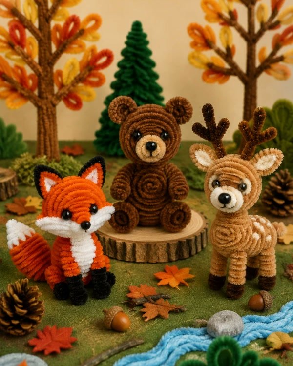 Cozy woodland pipe cleaner critters