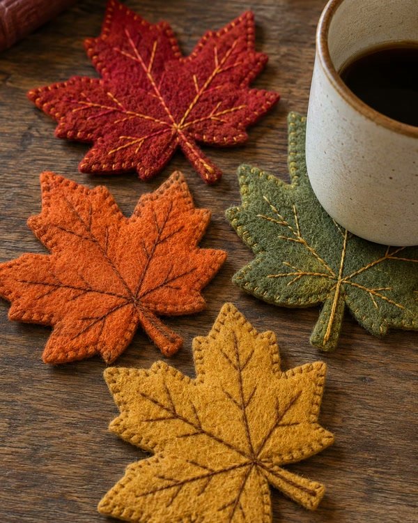 Cozy Felt Leaf Coasters