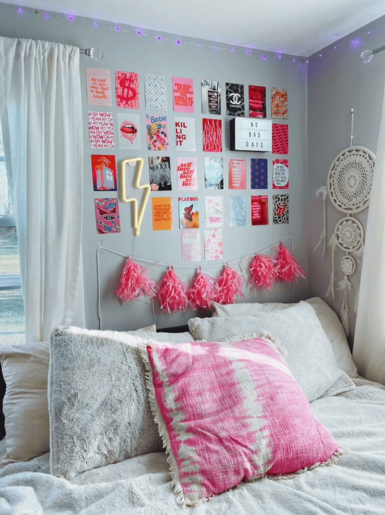 Preppy room decor with a wall collage kit
