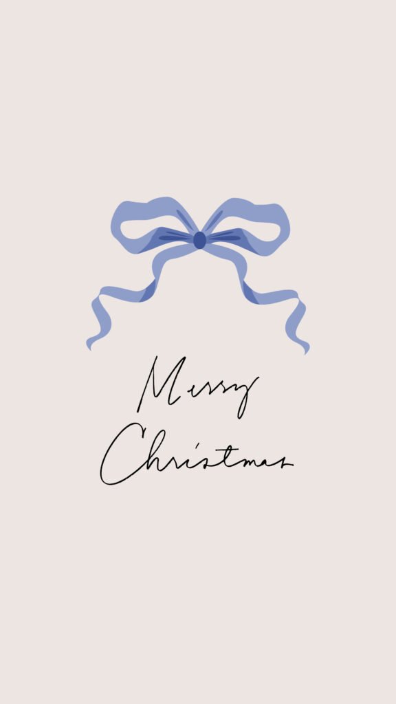 Blue Bow Merry Christmas