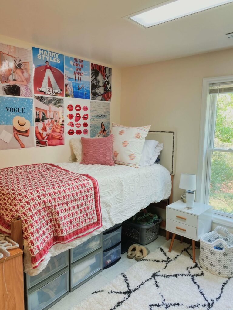 Trendy dorm decor with mixed prints