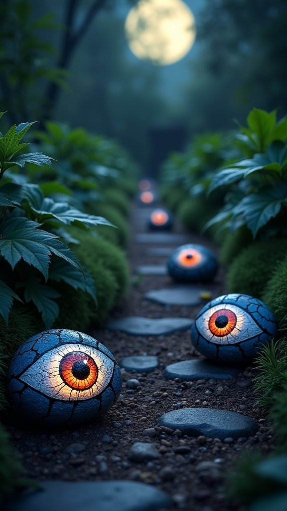 Painted Rock Eyeballs for Garden Paths