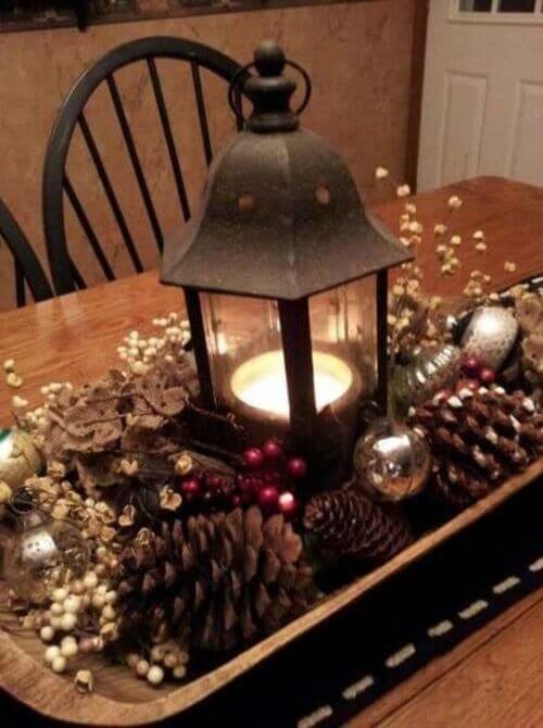 Rustic lantern centerpiece