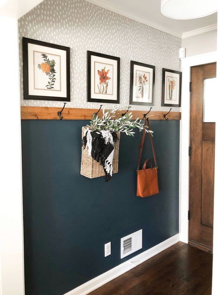 Entryway With a Creative Accent Wall