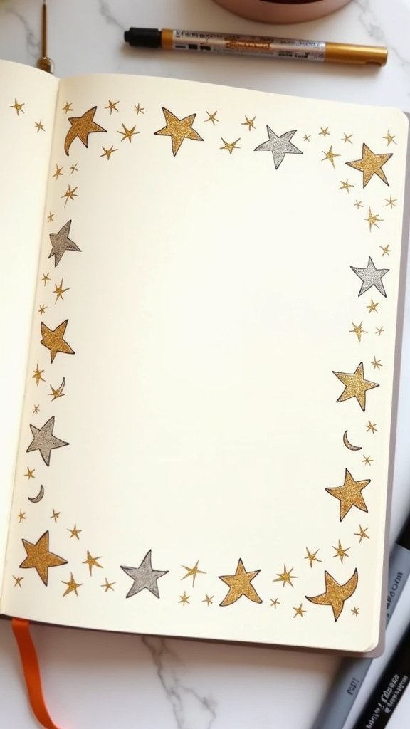 Star and Moon Motif Borders