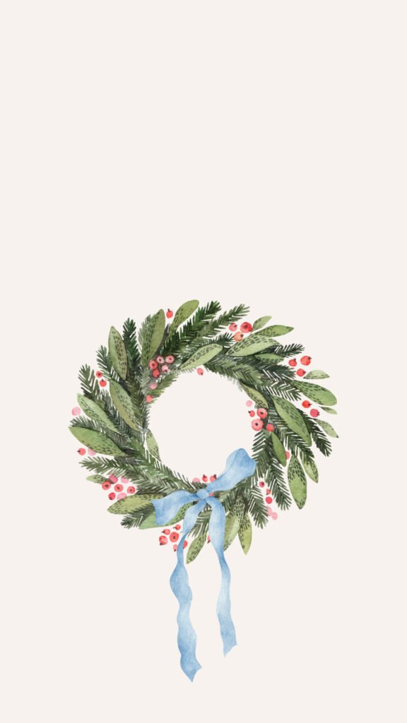 Blue Ribbon Festive Wreath