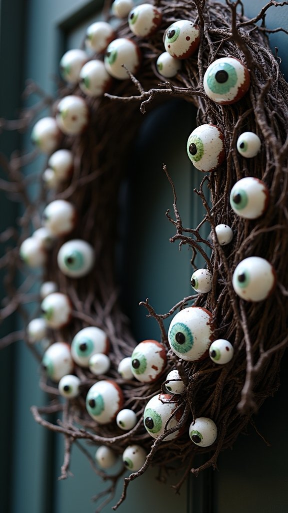Spooky Eyeball Wreaths With Googly Eyes