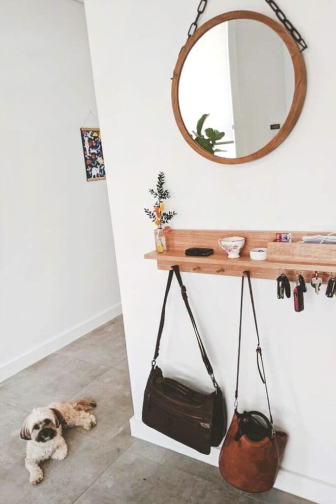 Entryway Shelf Organizer With Hooks