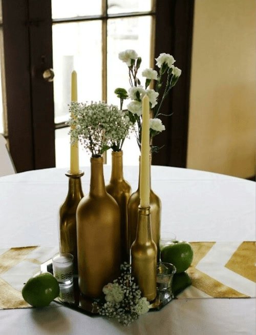 DIY empty wine bottle decor