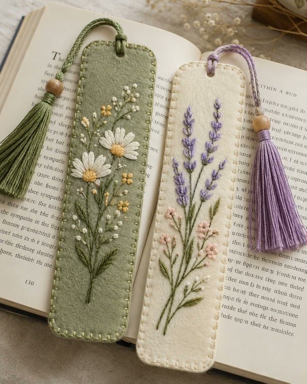 Delicate Felt Flower Bookmarks