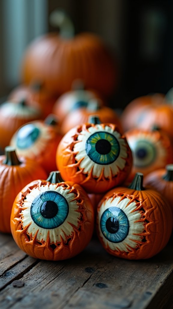 Eyeball Pumpkins (No-Carve and Carved)