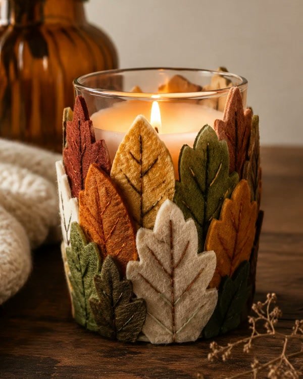 Cozy Felt Leaf Candle Holder