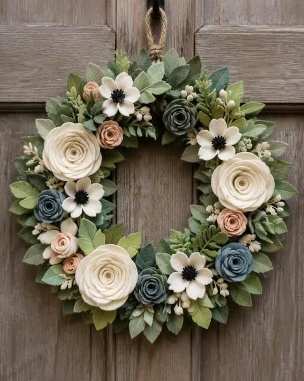 Charming Felt Floral Wreath