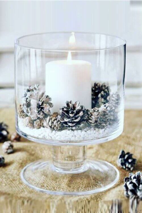 Christmas centerpiece with pedestal vase
