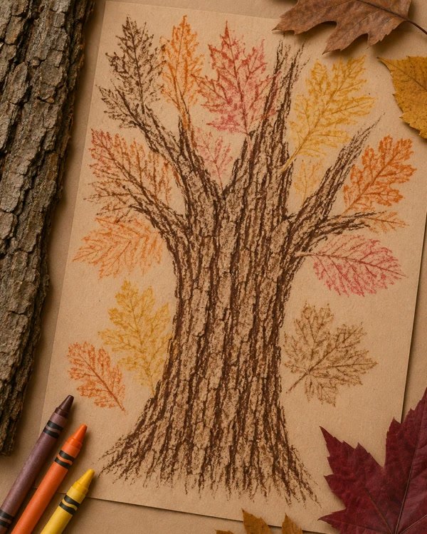Crayon Leaf Tree Art