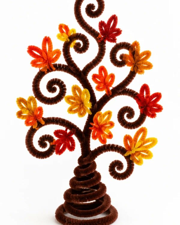 Twisty autumn tree with bright leaf blooms