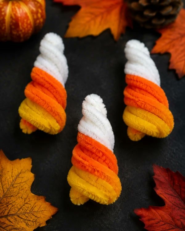 Candy corn pipe cleaner treats