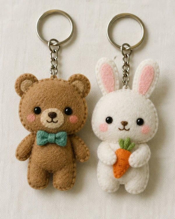 Cute Felt Animal Keychains