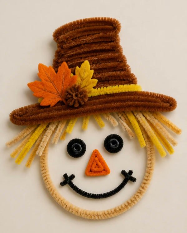Pumpkin-hat scarecrow face