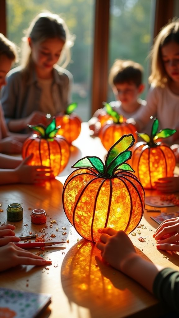 Stained Glass Pumpkin Suncatchers