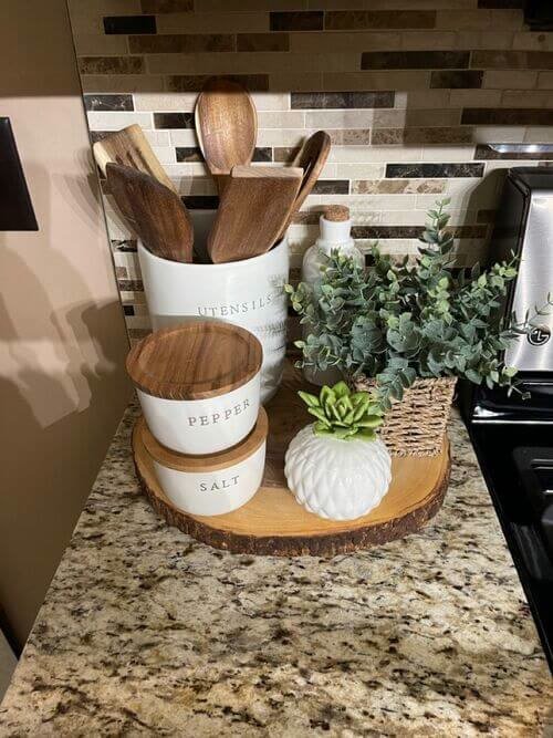Wooden tray and greenery board