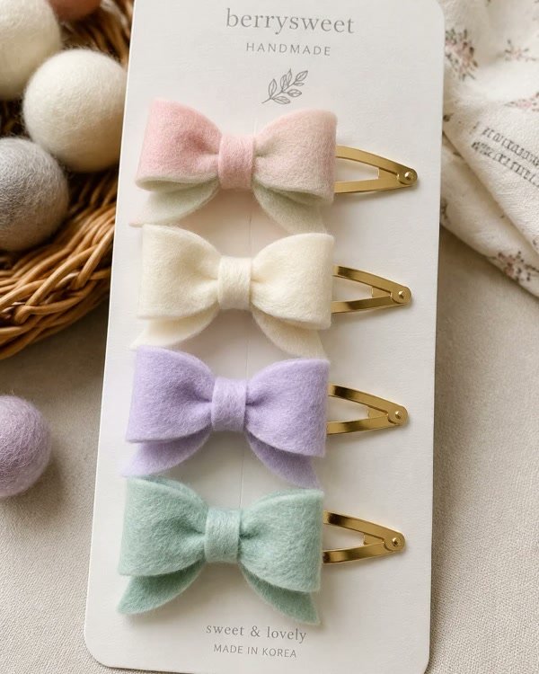 Sweet Felt Bow Hair Clips